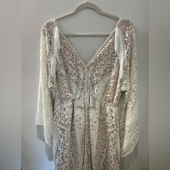 Vintage Lace Bohemian Fringe Dress Custom Made Bridal Wedding Maternity - Picture 4 of 15